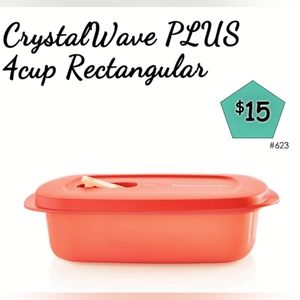 New Tupperware.  4 cup Crystal Wave 4 cup rectangular container.